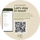Wobbler z uchwytem mocującym Let's Go Eat! Pozostańmy w kontakcie telefon EN