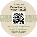 Wobbler z uchwytem mocującym Let's Go Eat! Pozostańmy w kontakcie kod QR