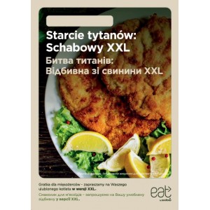 Plakat A4 zmywalny Starcie tytanów: Schabowy XXL UA