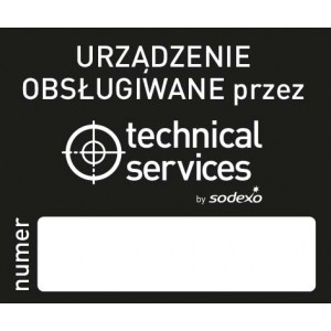 Naklejka urządzenie obsługiwane przez technical services