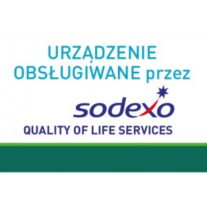 Naklejka urz. obsługiwane przez Sodexo zielono-biała