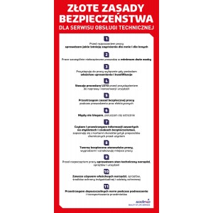 BHP-Naklejki Złote Zasady dla serwisu obsługi technicznej